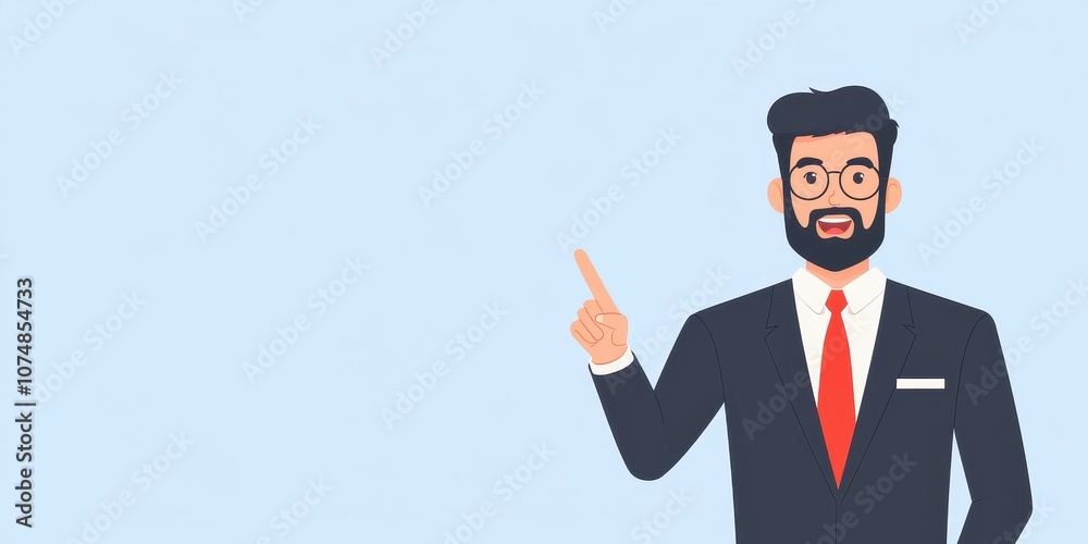 A confident businessman pointing and explaining an idea in a professional setting. A confident businessman pointing and explaining an idea in a professional setting.