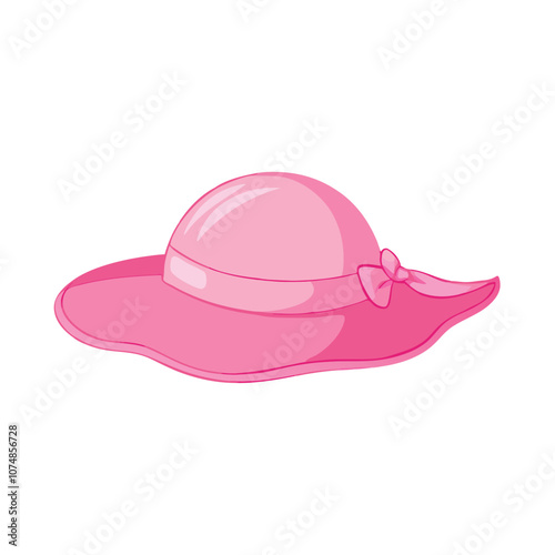 Vector Cartoon Pink Elegance Women Hat on a isolated white background