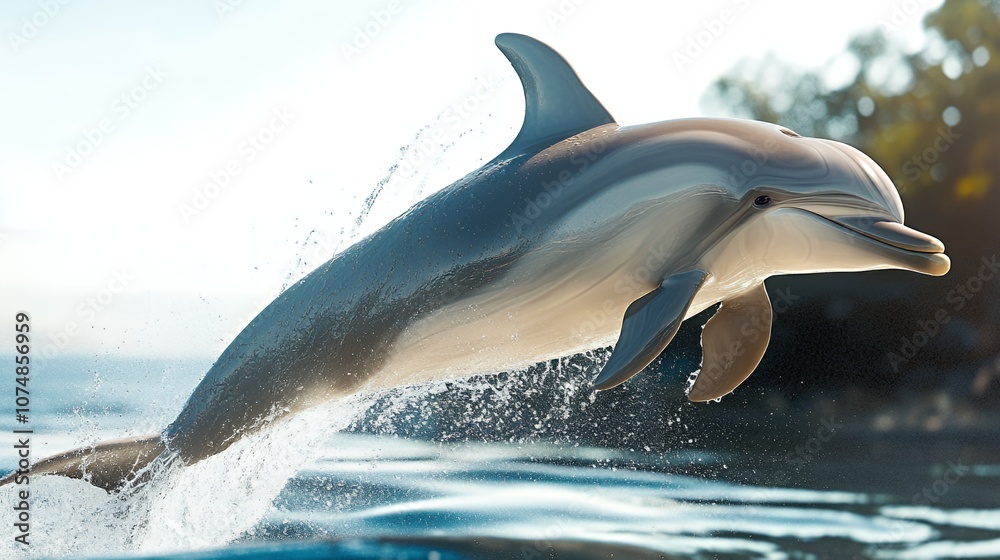 Fototapeta premium Dolphin Leaping Through the Waves