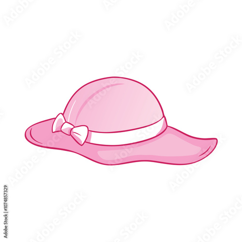 Vector Cartoon Pink Elegance Women Hat on a isolated white background