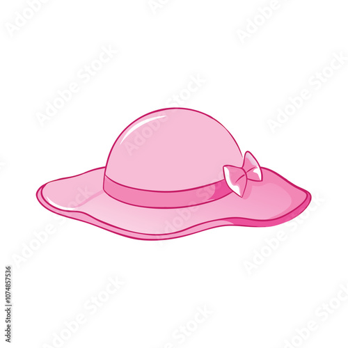 Vector Cartoon Pink Elegance Women Hat on a isolated white background