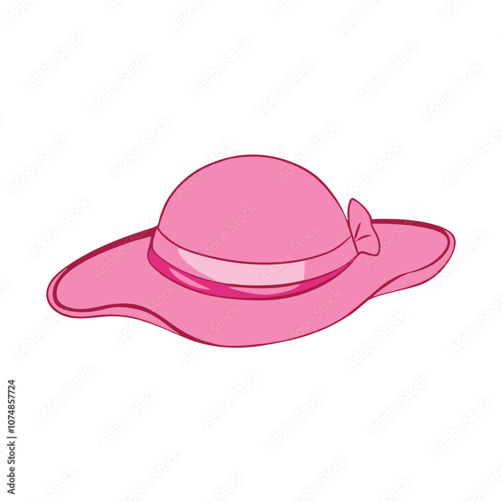 Vector Cartoon Pink Elegance Women Hat on a isolated white background Vector Cartoon Pink Elegance Women Hat on a isolated white background