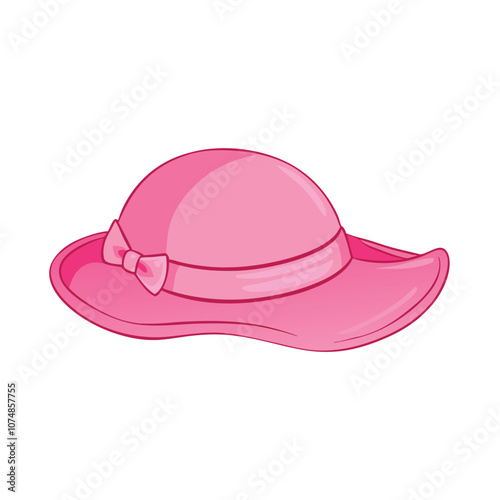 Vector Cartoon Pink Elegance Women Hat on a isolated white background