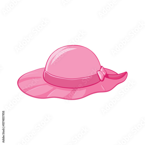 Vector Cartoon Pink Elegance Women Hat on a isolated white background