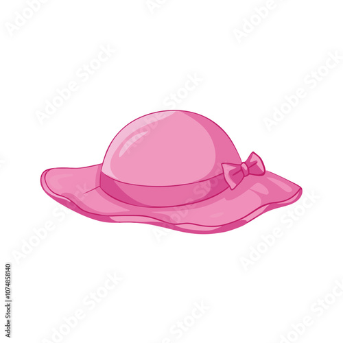 Vector Cartoon Pink Elegance Women Hat on a isolated white background