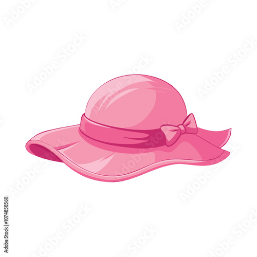 Vector Cartoon Pink Elegance Women Hat on a isolated white background