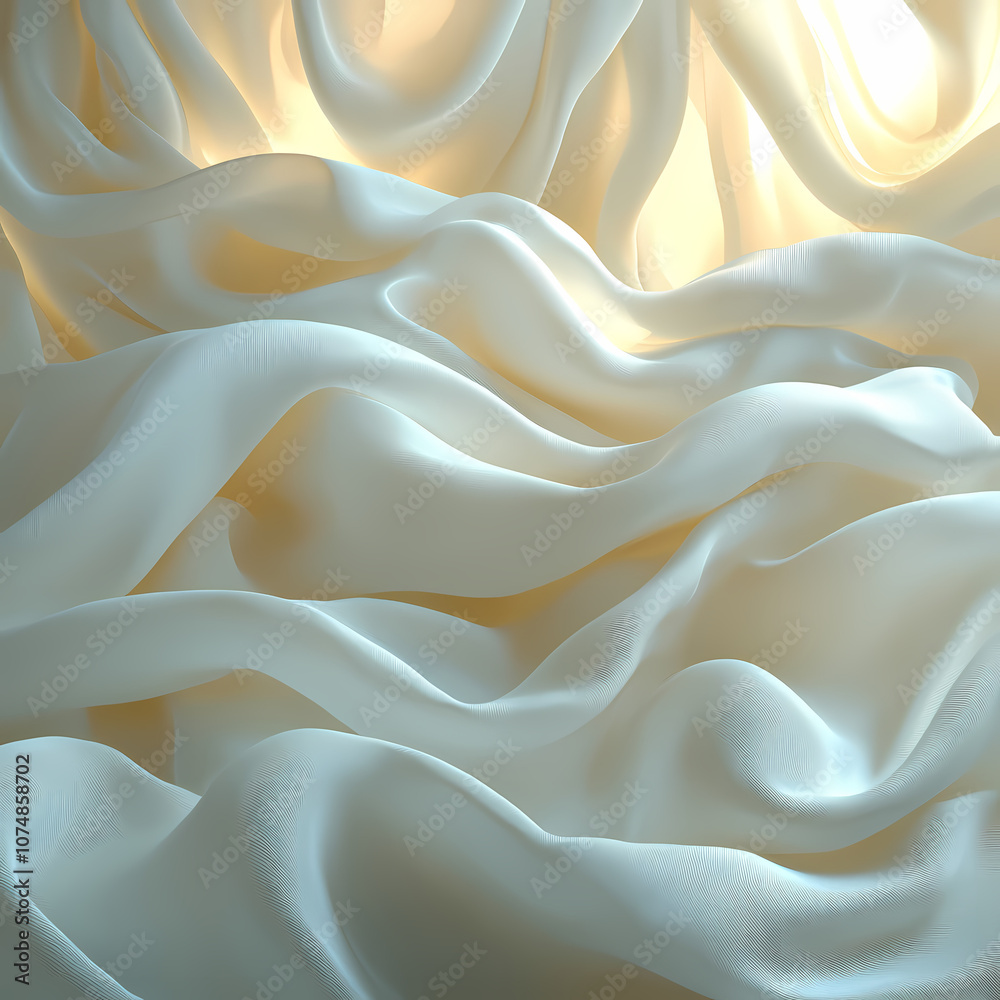 Fototapeta premium Abstract textures flowing white cloth background 3d rendering