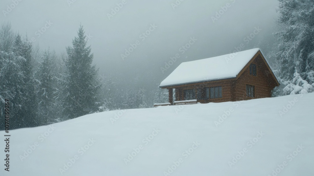 Explore the tranquil beauty of a snow-covered cabin in the wilderness Explore the tranquil beauty of a snow-covered cabin in the wilderness