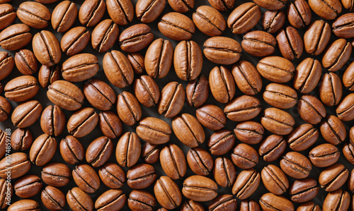 A close-up view of roasted coffee beans photo