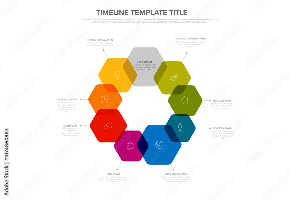 Multipurpose infographic template layout design with nine hexagon ...
