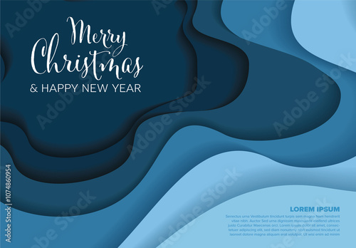 Obraz na płótnie Abstract modern Merry Christmas and Happy New Year card with blue deep background w salonie