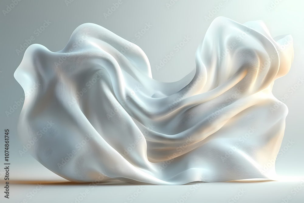 Fototapeta premium Abstract textures flowing white cloth background 3d rendering