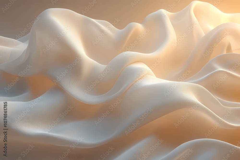 Fototapeta premium Abstract textures flowing white cloth background 3d rendering
