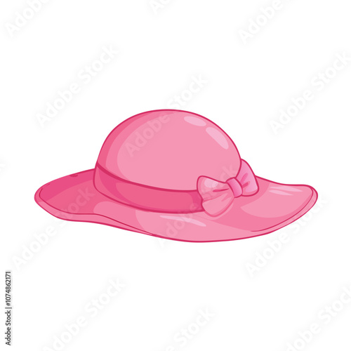 Vector Cartoon Pink Elegance Women Hat on a isolated white background