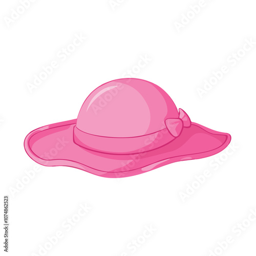 Vector Cartoon Pink Elegance Women Hat on a isolated white background