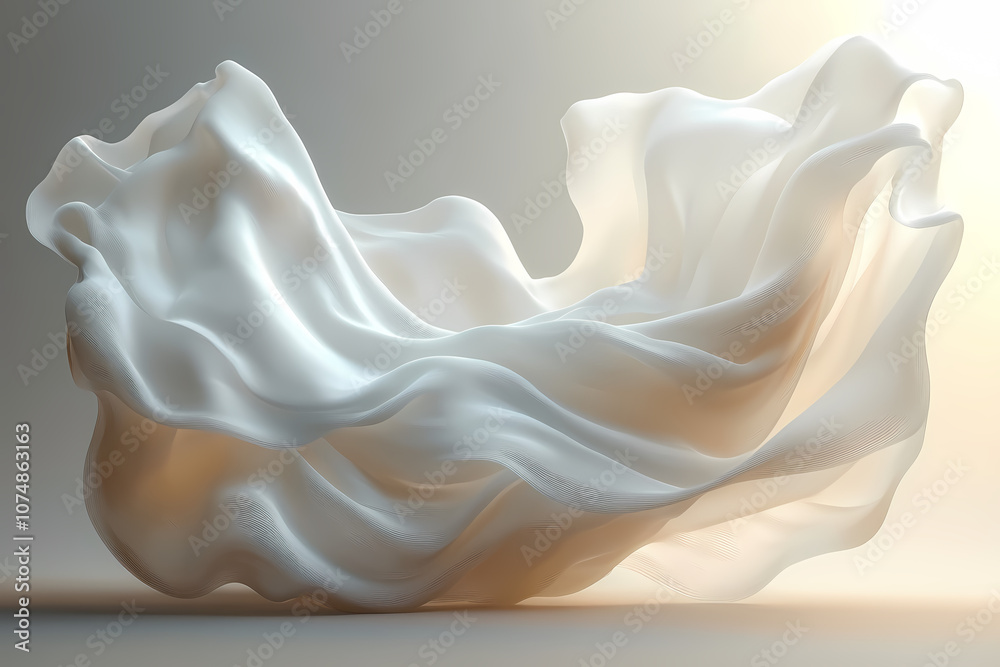 Fototapeta premium Abstract textures flowing white cloth background 3d rendering