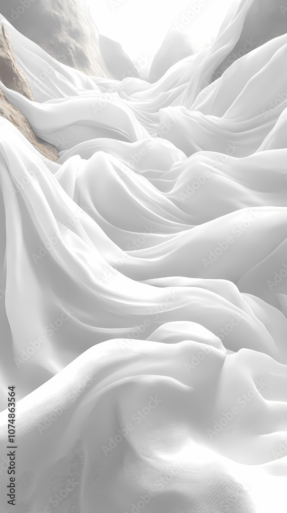 Obraz premium Abstract textures flowing white cloth background 3d rendering