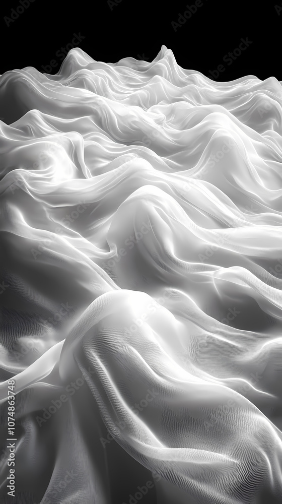 Fototapeta premium Abstract textures flowing white cloth background 3d rendering