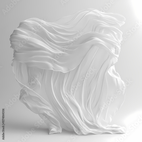 Abstract textures flowing white cloth background 3d rendering