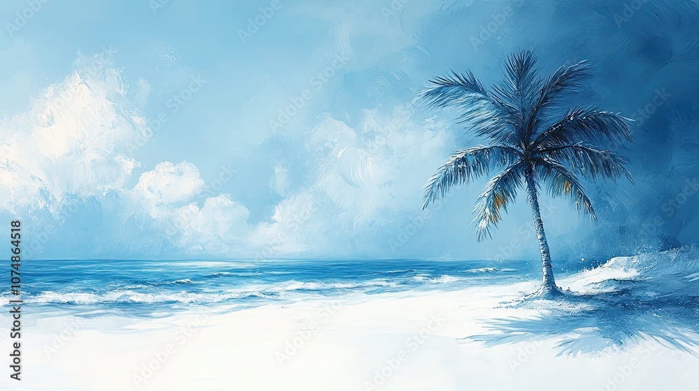 Frozen Palm Tree in Winter Landscape Frozen Palm Tree in Winter Landscape
