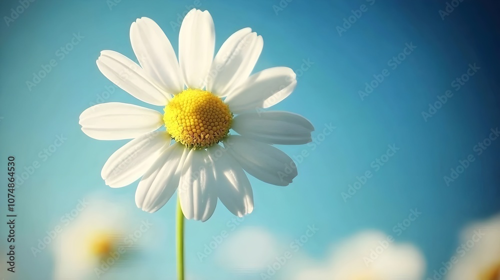 single daisy blooms against a blue sky single daisy blooms against a blue sky