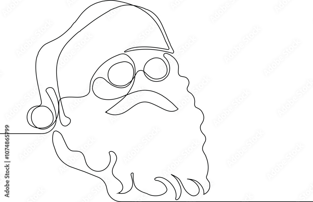 Fototapeta premium One continuous line drawing Santa Claus on reindeer and sled. concept for Christmas and New Year. vector illustration. Vector illustration