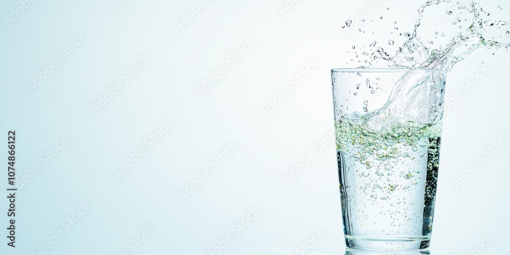 Refreshing splash of water in a clear glass, symbolizing hydration and vitality. Refreshing splash of water in a clear glass, symbolizing hydration and vitality.