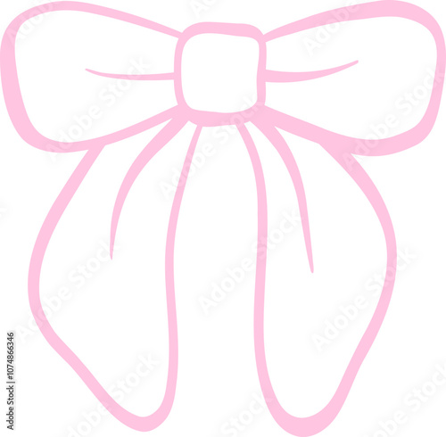 Coquette pink bow ribbon outline