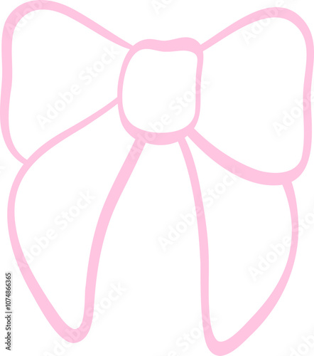 Coquette pink bow ribbon outline