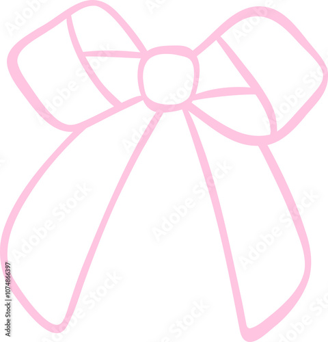 Coquette pink bow ribbon outline