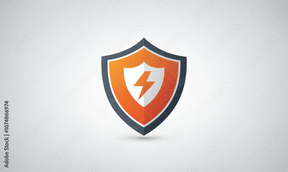 A shield with a lightning bolt inside, symbolizing protection and power A shield with a lightning bolt inside, symbolizing protection and power