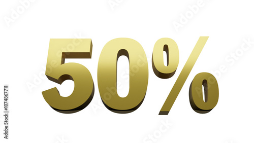 Gold Sale 50% off on white background.