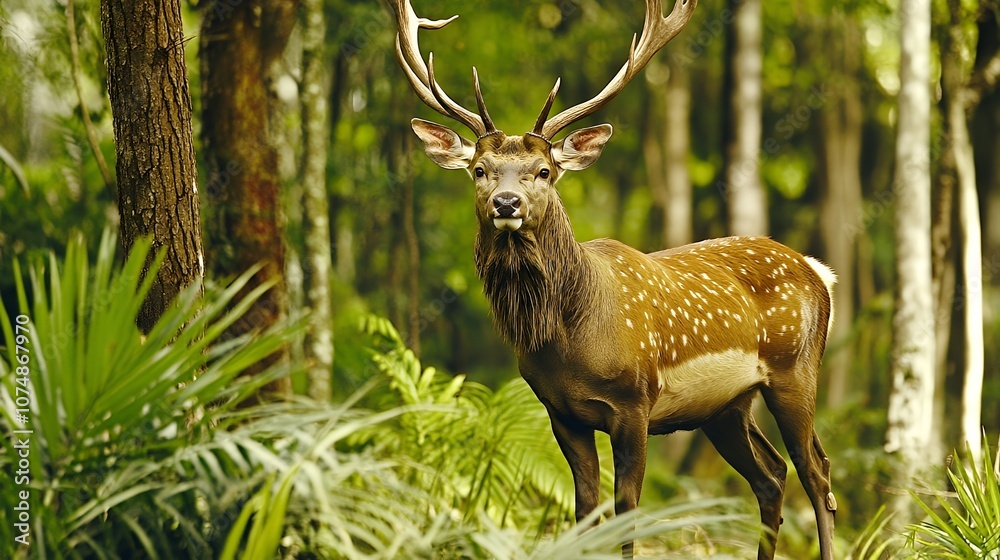 Naklejka premium A Majestic Deer in the Forest