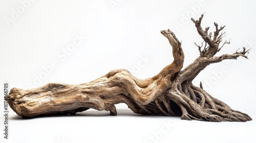Unique Driftwood Sculpture on Neutral Background