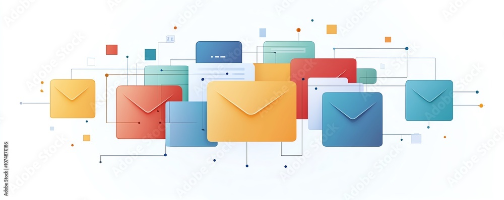 Minimalistic design of digital folder and document icons interconnected, isolated on white background, symbolizing data flow and organization Minimalistic design of digital folder and document icons interconnected, isolated on white background, symbolizing data flow and organization