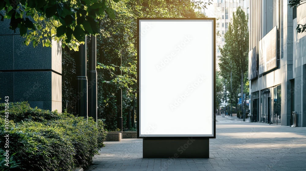 Empty Advertising Billboard in Urban Street Setting Empty Advertising Billboard in Urban Street Setting