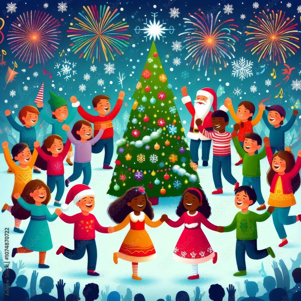 Naklejka premium children's greeting card for the holiday new year