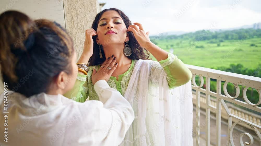 Elder Sister Helping Her Sibling in Makeover Elder Sister Helping Her Sibling in Makeover
