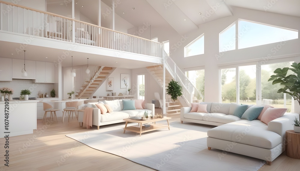 Photo modern style interior room 3d illustration Photo modern style interior room 3d illustration