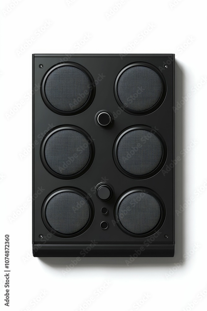 Fototapeta premium Black speaker with six round drivers.
