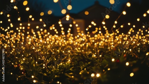 Colorful decorative lights shining brightly, creating a festive atmosphere. Perfect for holiday celebrations, winter decorations, and cozy gatherings
