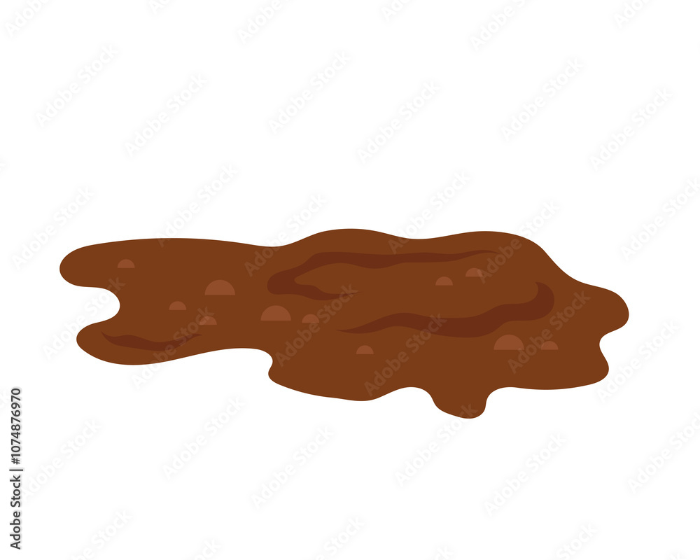 Obraz premium Puddle of mud isolated. Dirty plash on white background. Vector simple color flat illustration.