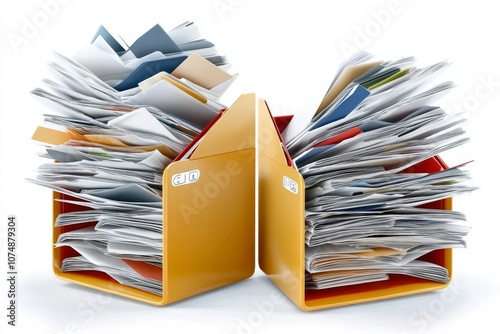  Dos carpetas llenas de documentos organizados, simbolizando trabajo administrativo o estudio.
