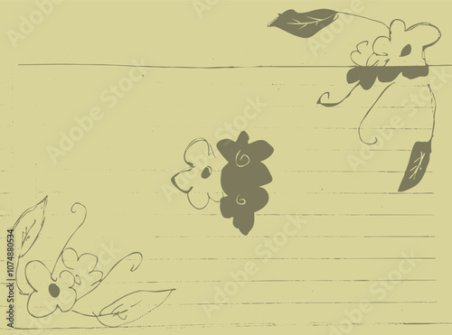 Illustration Hand Drawn Floral Background on Paper Book