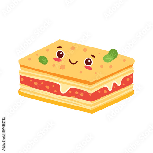 Lasagna Food Eat Meal Cuisine Animation Kawaii Character
