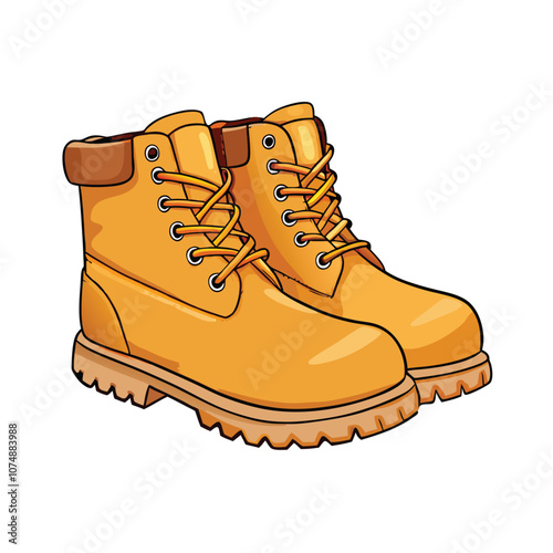 Vector Cartoon Yellow Work Boots illustration