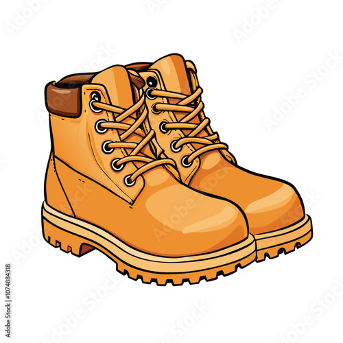 Vector Cartoon Yellow Work Boots illustration