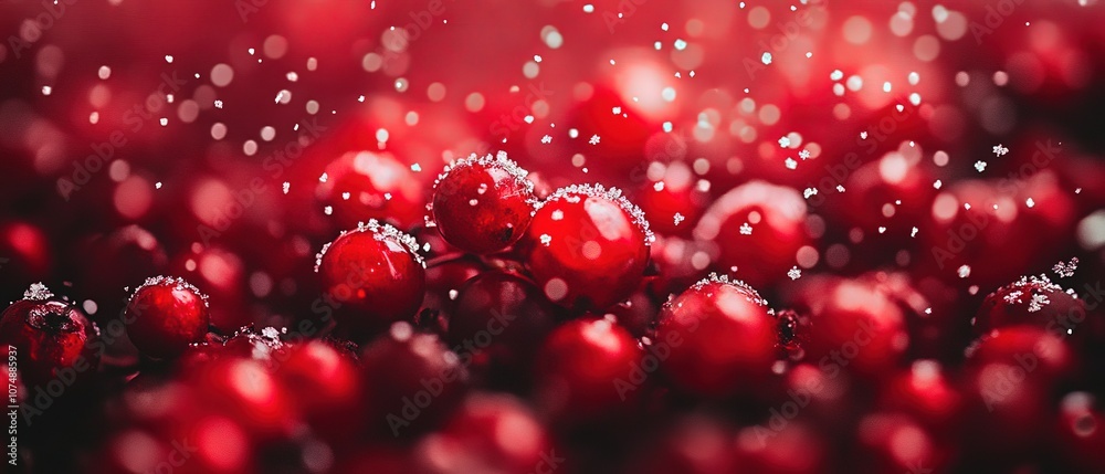Vibrant red berries and white snowflakes create a festive atmosphere for winter celebrations