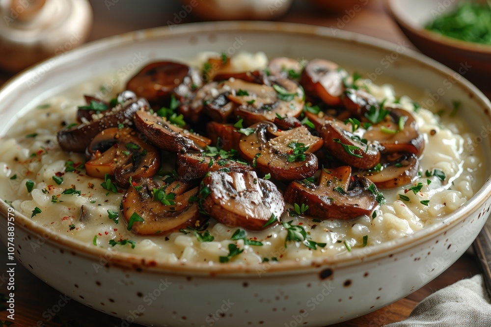 Creamy Risotto with Sauteed Mushrooms and Fresh Parsley Creamy Risotto with Sauteed Mushrooms and Fresh Parsley