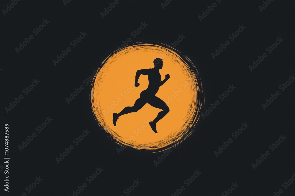 Stylized illustration of a man practicing sport, perfect for a fitness center logo or as a more general concept of a healthy lifestyle
